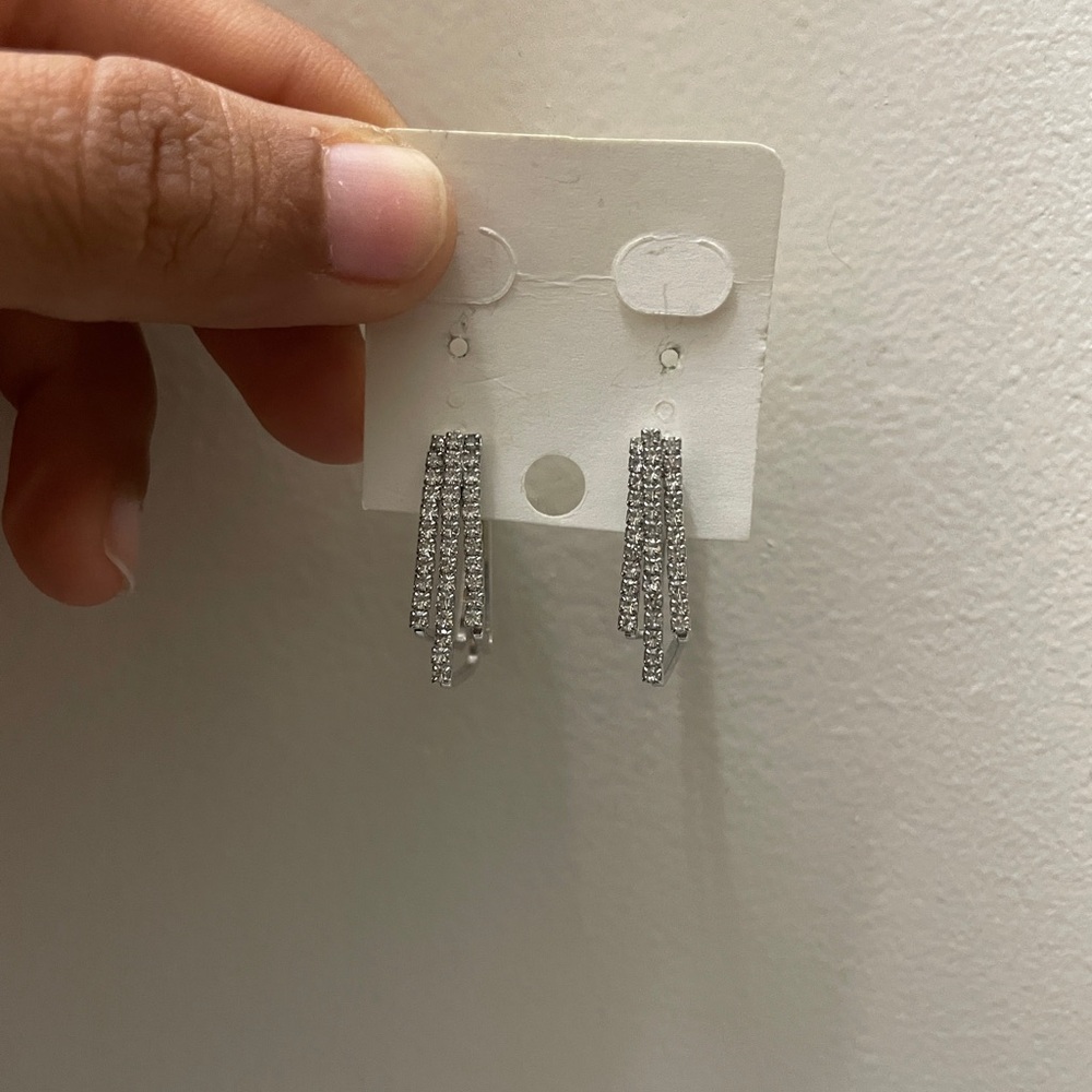 Sparkling Silver Drop Earrings